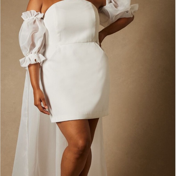 Eloquii White Off-Shoulder Bridal Dress - Picture 1 of 5